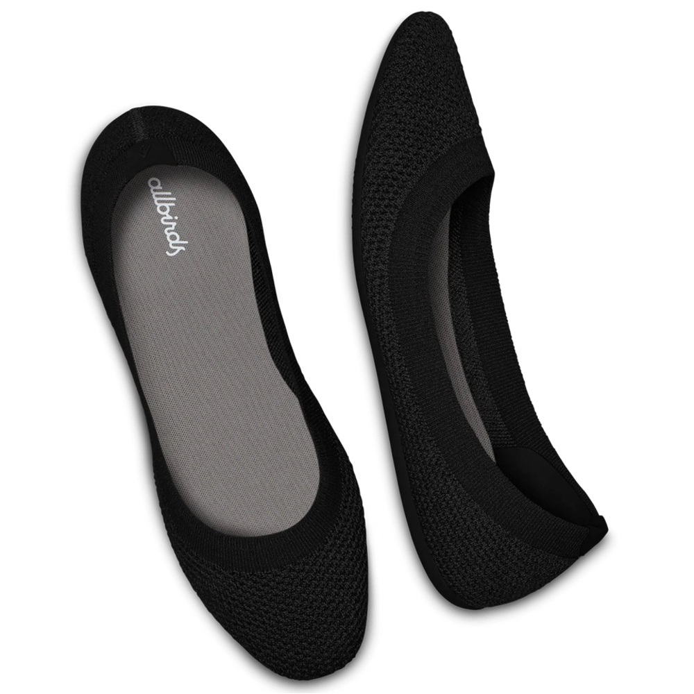 Allbirds W10.5 Tree Bleezers jet black slip in flats casual comfort classic grey